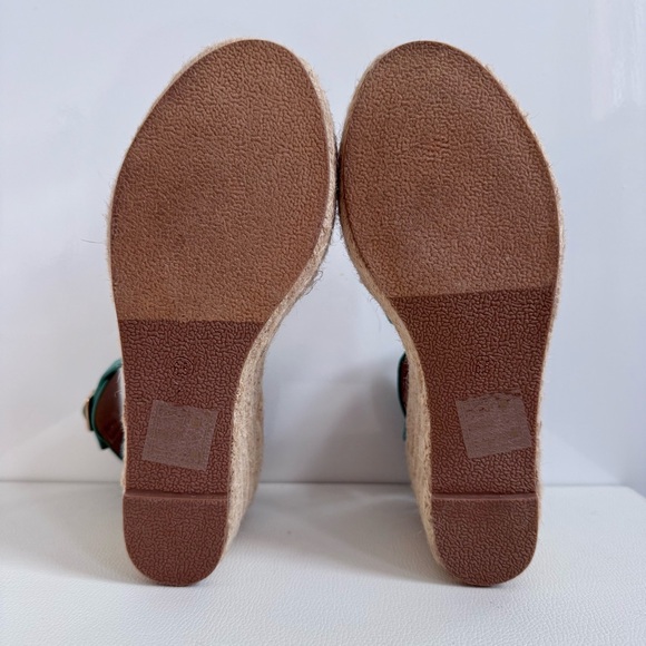 NWOT Espadrille Wedge Sandals Faux Suede Teal - Picture 8 of 8
